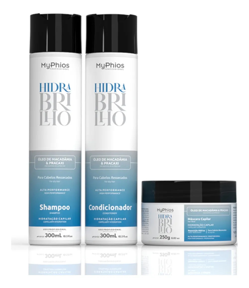 Hydra Shine Hydration Volume Control Hair Treatment Kit 3 Itens - My Phios