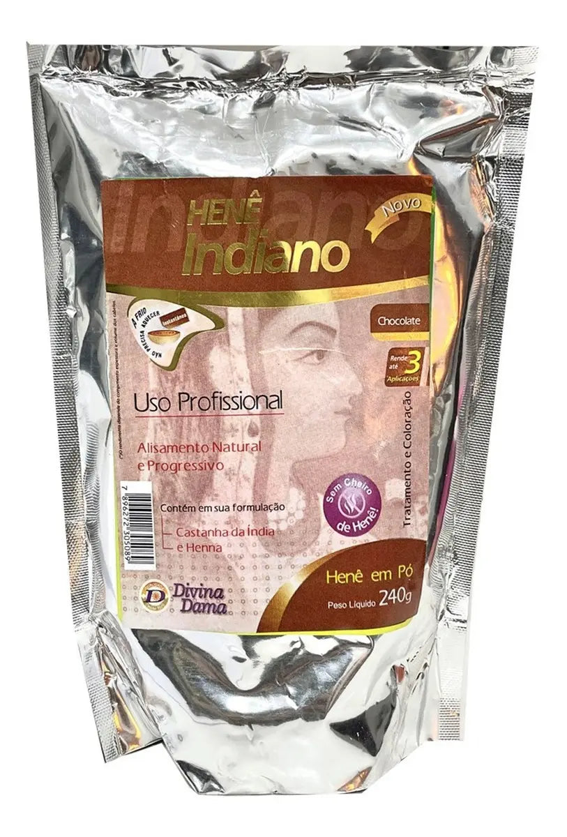 Henê Powder Chocolate Straightening Smoothing Dyeing Henna 240g - Divina Dama