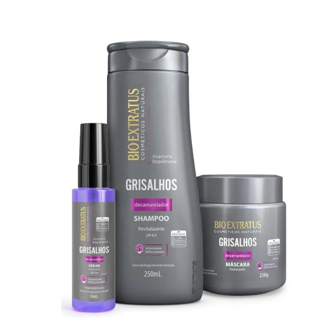 Bio Extratus Hair Care Kits Grisalhos Gray White Hair Color Maintenance Treatment Kit 3 Itens - Bio Extratus