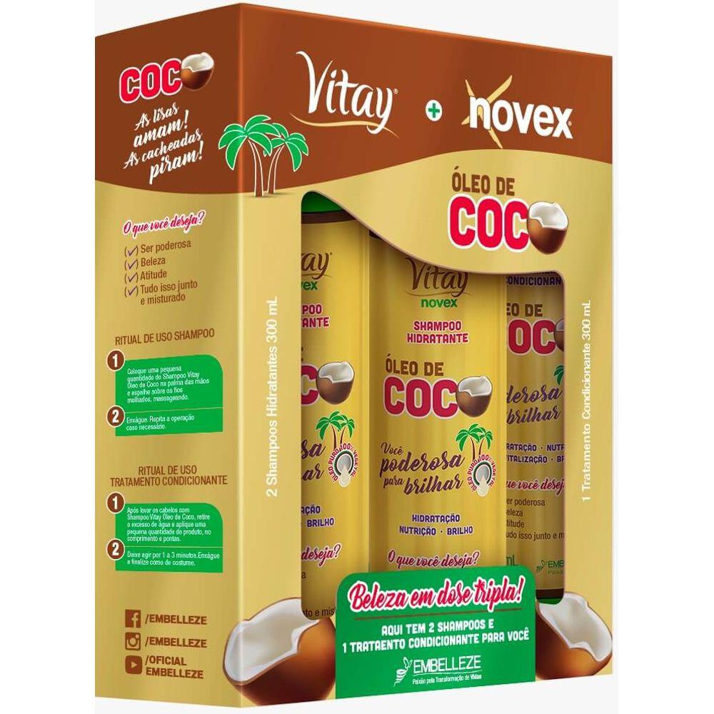Novex Kit Novex 2 Shampoos And 1 Conditioner Coconut Oil Kit