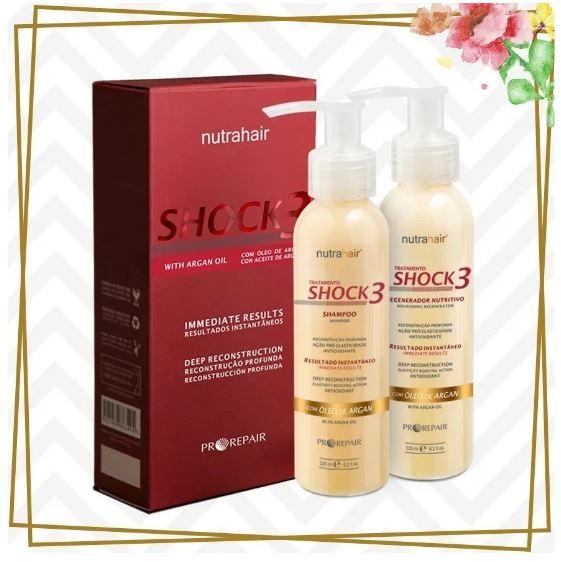Shock3 Immediate Reconstruction Nourishing Argan Keratin 2x120ml - NutraHair