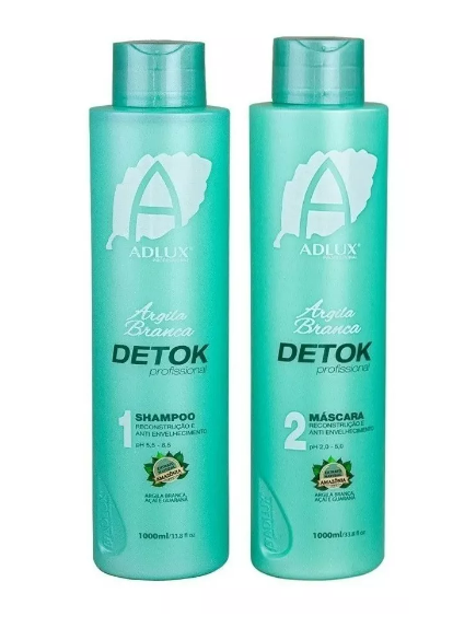 Adlux Hair Treatment Professional Reconstruction White Clay Therapy Hydration Detok's 2x1L - Adlux