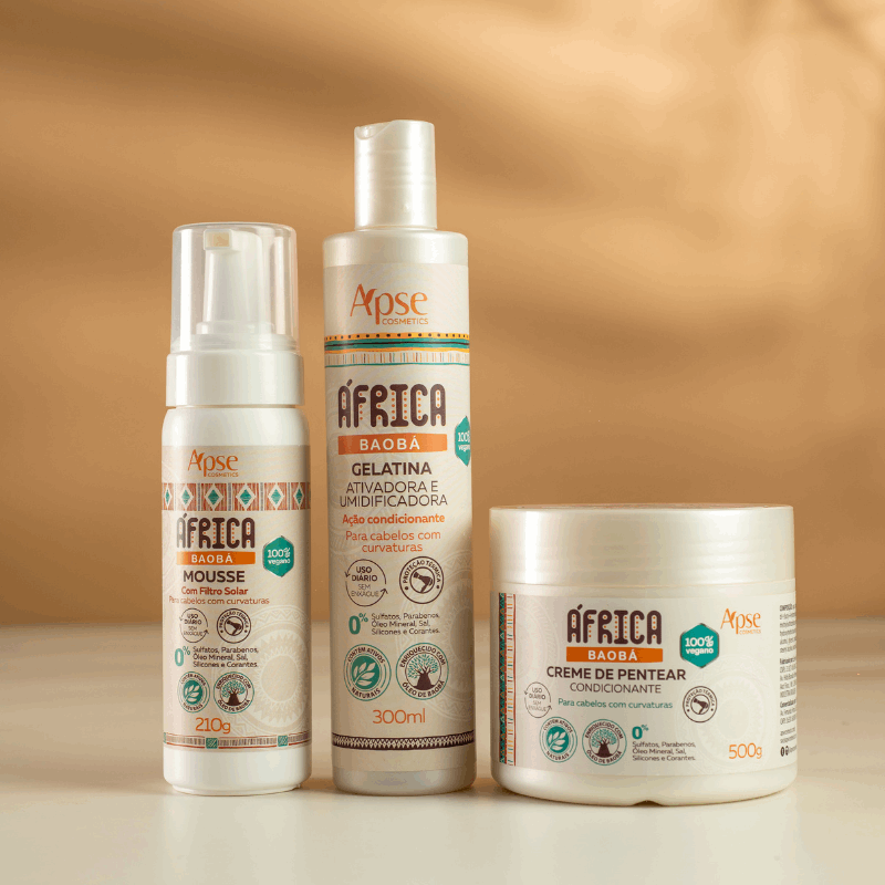 Apse Cosmetics Combing Cream Apse Cosmetics - Africa Baobab Finishers Kit - Leave-in Cream, Gelatin, and Mousse (3 ITEMS)