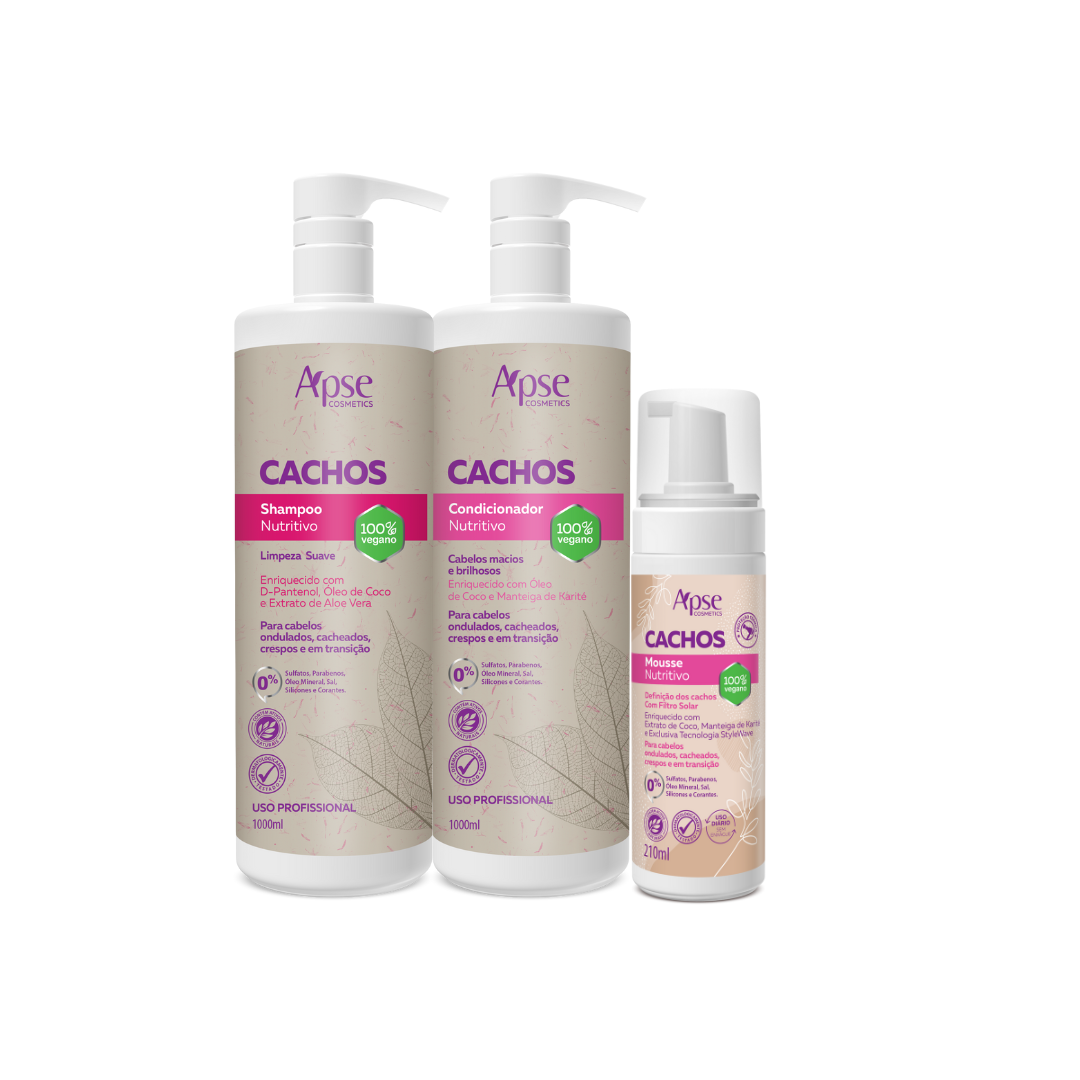 Apse Cosmetics Mousses Apse Cosmetics - Kitão Curls 33.8 fl oz - Shampoo, Conditioner, and Mousse (3 ITEMS)