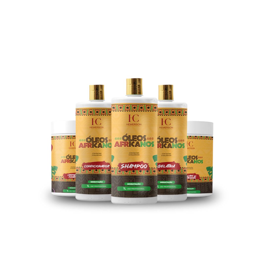 HEMERSON DOS CACHOS Hemerson dos Cachos Oleos Africanos Curly Hair African Oils Treatment Kit 5x1l (5x 35 fl oz)