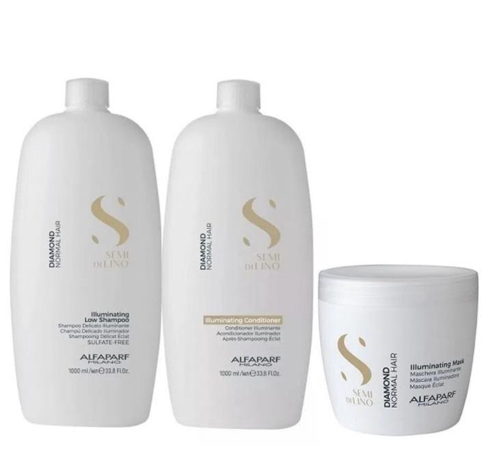 Alfaparf Milano Brazilian Keratin Treatment Semi Di Lino Diamond Illuminating Normal Hair Kit 3 Itens - Alfaparf Milano