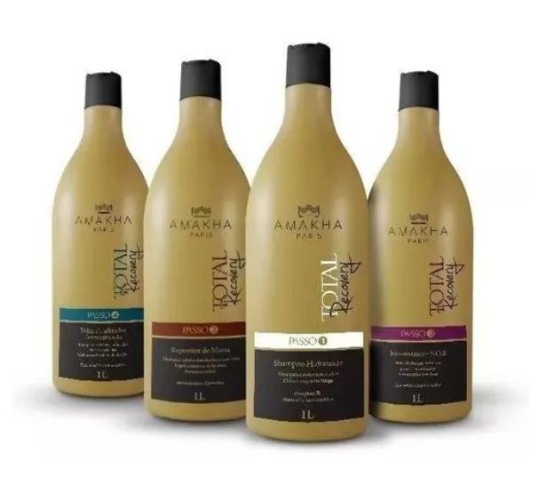 Amakha Brazilian Keratin Treatment Total Recovery High Impact Hydration Moisturizing Protection Kit 4x1L - Amakha