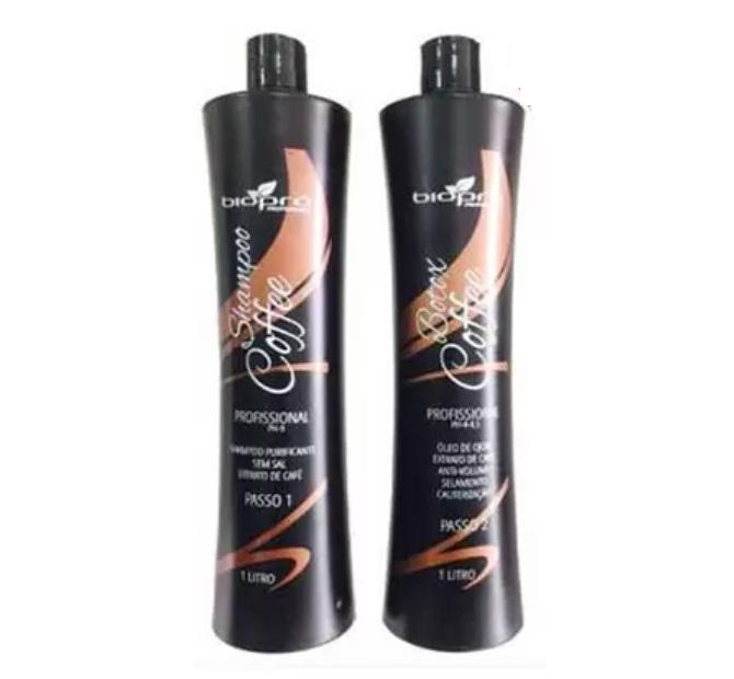 BioPro Brazilian Keratin Treatment Coffee Extract Volume Reducer Gloss Progressive Botox Plastic Kit 2x1L - BioPro