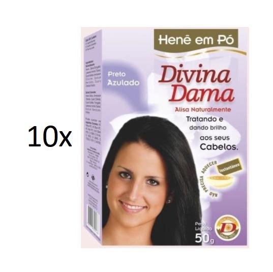 Divina Dama Brazilian Keratin Treatment Lot of 10 Henê Bluish Blue Black Powder Henna Straightening 50g - Divina Dama