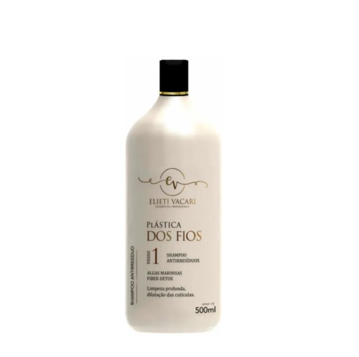 Elieti Vacari Brazilian Keratin Treatment Plástica dos Fios Anti Residue Fiber Detox Shampoo Step 1 500ml - Elieti Vacari