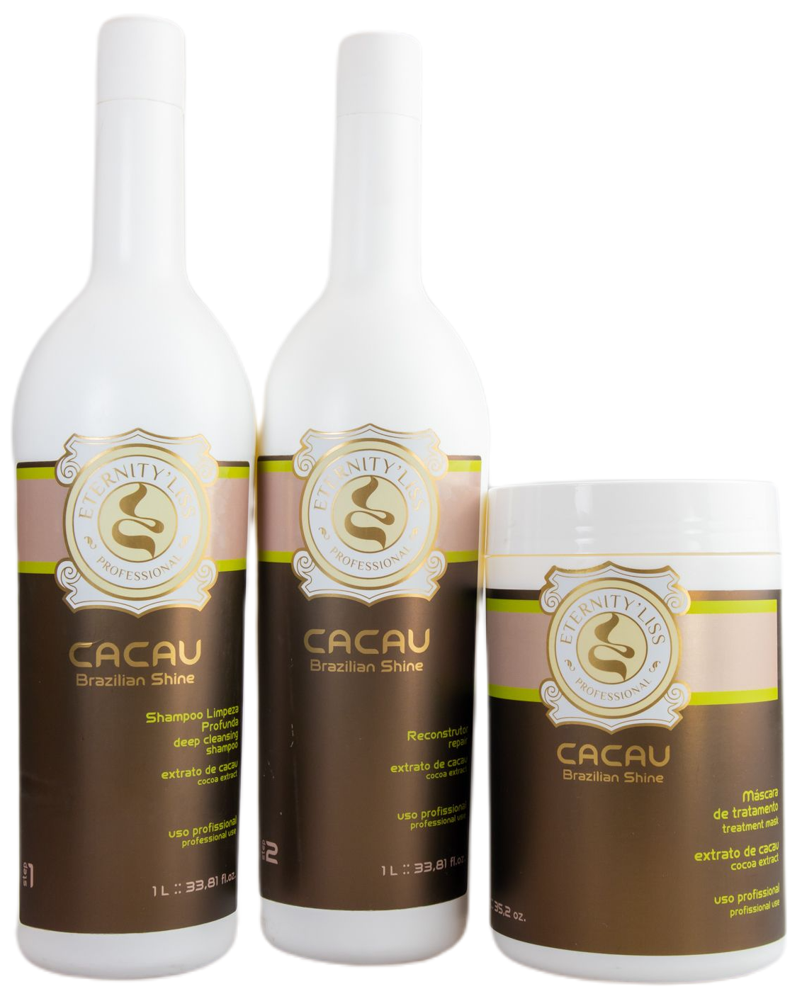 Eternity Liss Brazilian Keratin Treatment Cacau Brazilian Shine Treatment Kit 3x1L - Eternity Liss