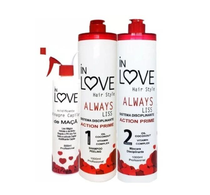 In Love Brazilian Keratin Treatment Always Liss Progressive Brush Action Prime Hair Restructuring Kit 3 Itens - In Love