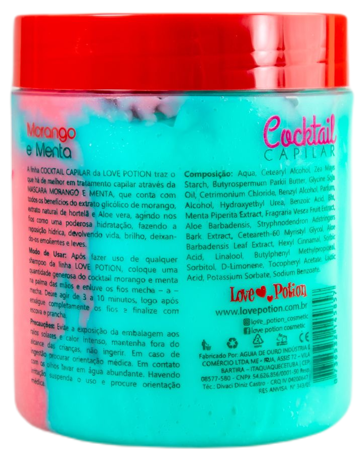 Love Potion Hair Mask Strawberry and Mint Cocktail Hydration Shine Treatment Mask 500g - Love Potion