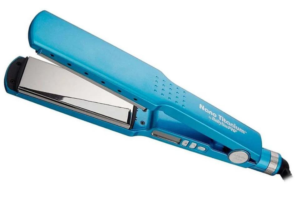 MiraCurl Flat Iron BaByliss PRO Nano Titanium Wide Board Blue Flat Iron 127V 110V 450F - MiraCurl