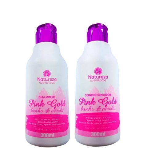 Home Care Maintenance Pink Gold Pearl Bath Hair Treatment Kit 2x300 - Natureza