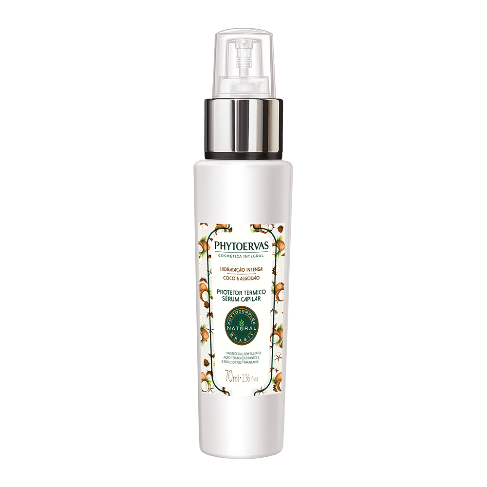 Phytoervas Hair Iron Accessories Phytoervas Thermal Protector Sérum Capillary Hydration Intense Coconut and 70ml Cotton