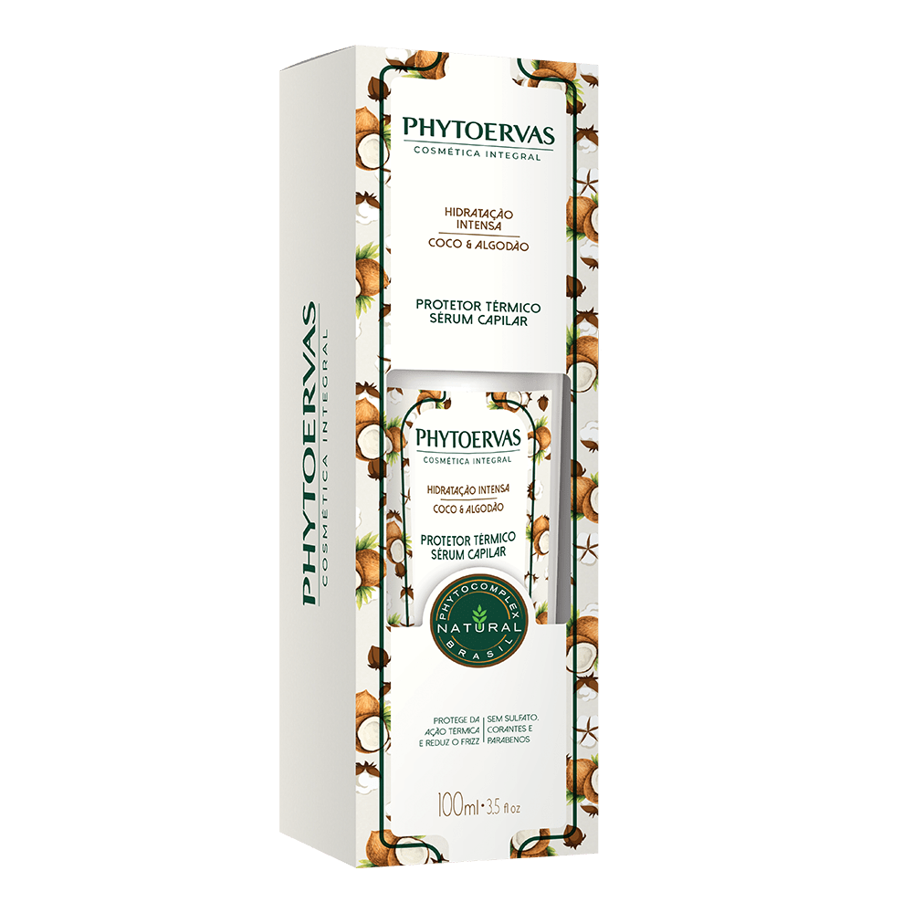 Phytoervas Hair Iron Accessories Phytoervas Thermal Protector Sérum Capillary Hydration Intense Coconut and 70ml Cotton