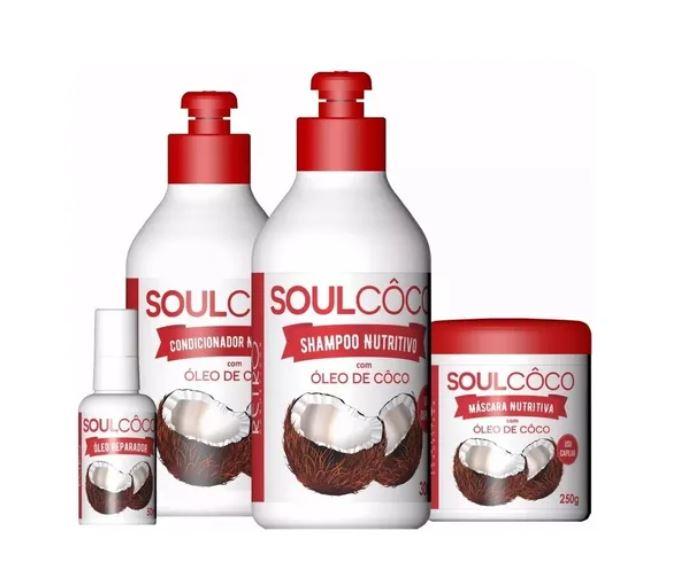 Retro Cosmetics Brazilian Keratin Treatment Soul Coconut Recovery Shine Anti Frizz Strenghtening Kit 3 Prod. - Retro Cosmetics