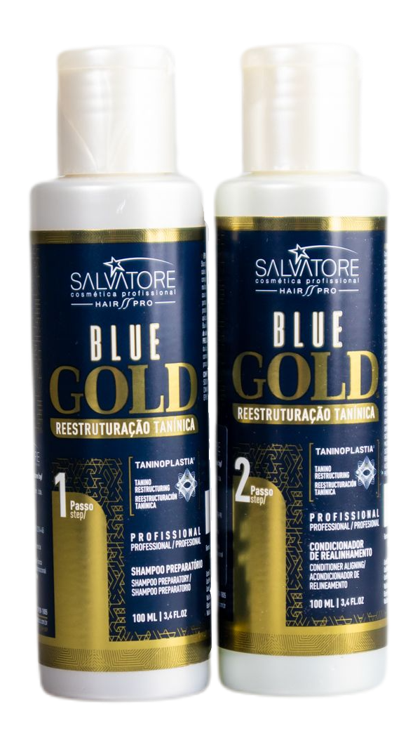 Salvatore Brazilian Keratin Treatment New Edition Blue Gold System Tanino Hair Restructuring Kit 2x100ml - Salvatore