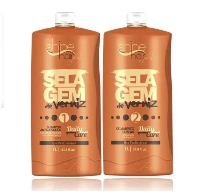 Shine Hair Brazilian Keratin Treatment Varnish Bath Sealing Damaged Hair Daily Care Treatment Kit 2x1L  - Shine Hair