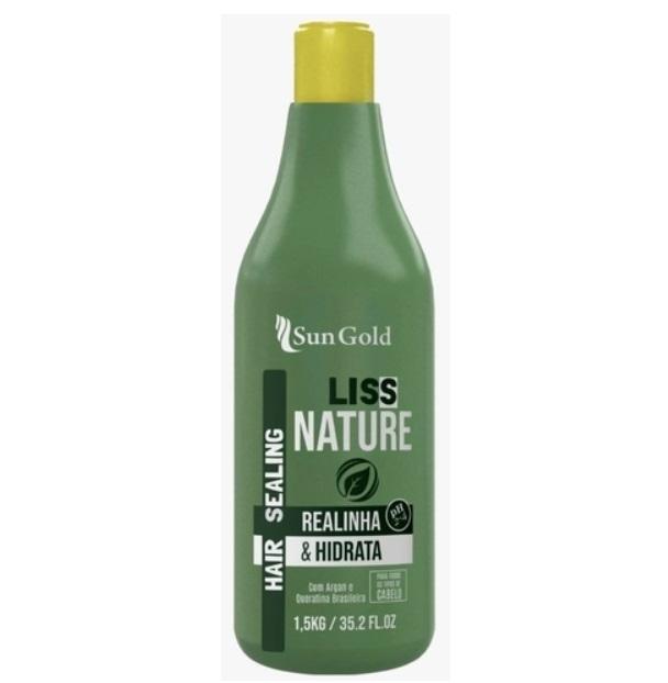 Sun Gold Brazilian Keratin Treatment Liss Nature Organic Realigns Moisturizes Formol Free Sealing 1.5Kg - Sun Gold