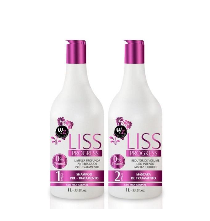 WZ Cosmetics Brazilian Keratin Treatment Liss Progress Semi Definitive Straightening Progressive Kit 2x1L - WZ Cosmetics