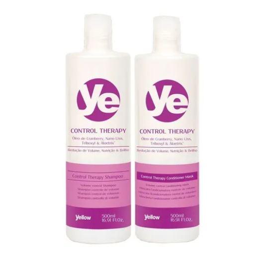 Yellow Brazilian Keratin Treatment Control Therapy Volume Reduction Nutrition Brightness Treatment 2x500ml - Yellow