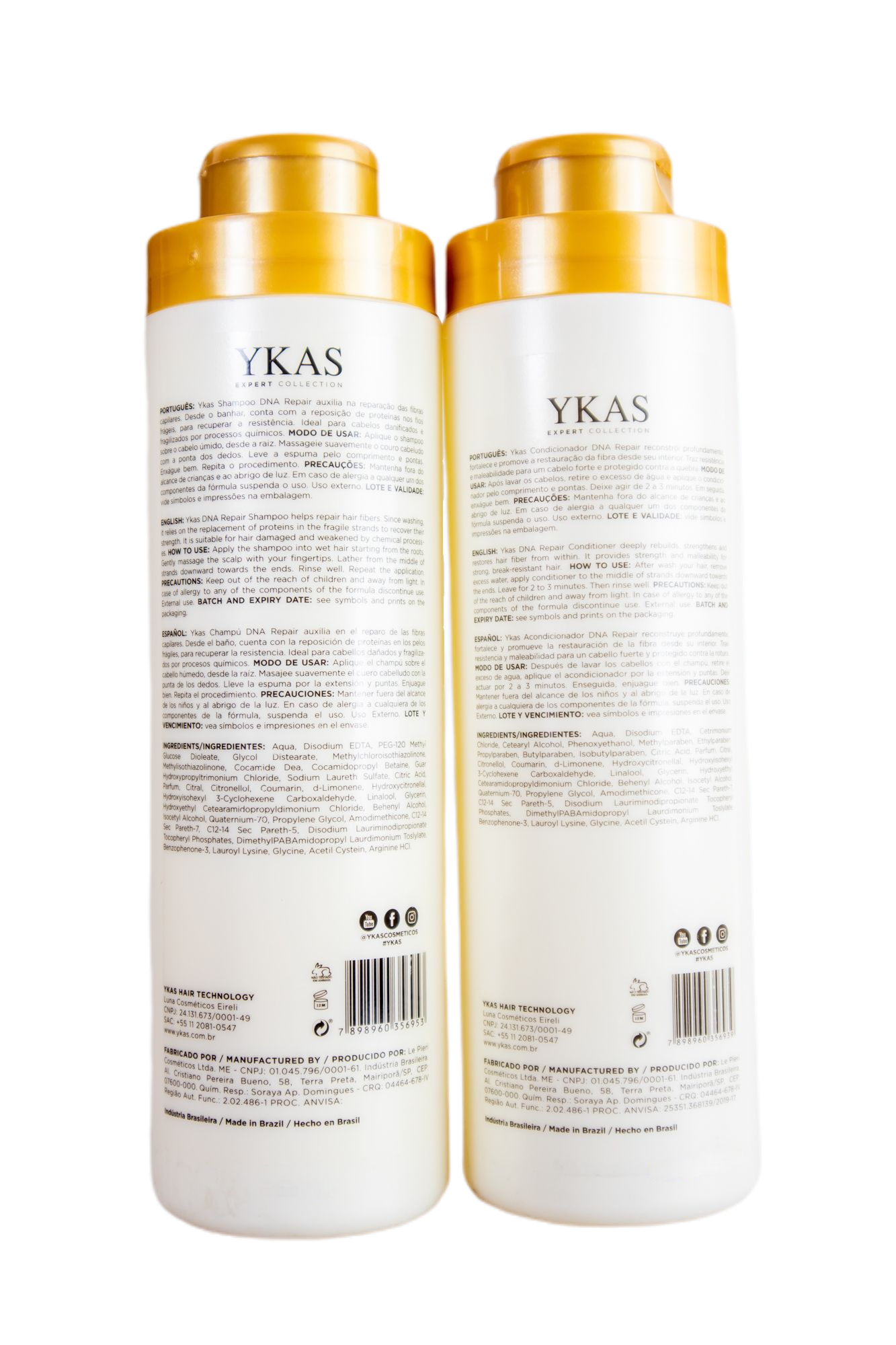 Ykas Brazilian Hair Treatment DNA Repair Kit Salon Duo (2 Products) - YKAS