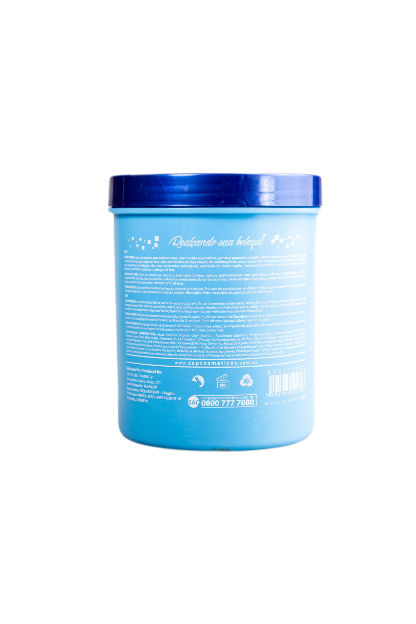 Zap Cosmetics Brazilian Hair Treatment Bluetox Toning Mask 950g - Zap Cosmetics