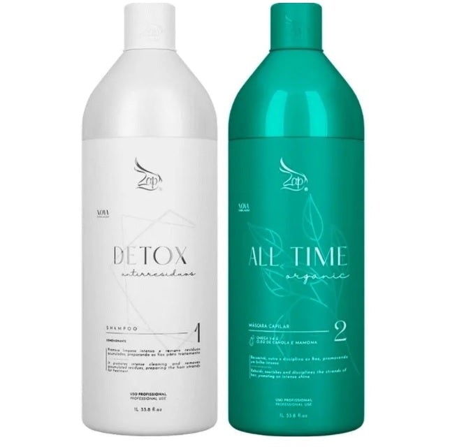 Zap Cosmetics Brazilian Keratin Treatment Organic Formol Free Progressive Omega Treatment All Time 2x1L - Zap Cosmetics